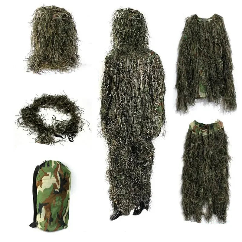 3D Camouflage Ghillie Hunting Suit | 5-Piece Withered Grass Camouflage Set