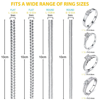 Invisible Ring Size Reducer Tool Set | Spiral Spring Based Rings Adjuster | Transparent Tightener | Resizing Guard for Jewelry - 4pcs/Set