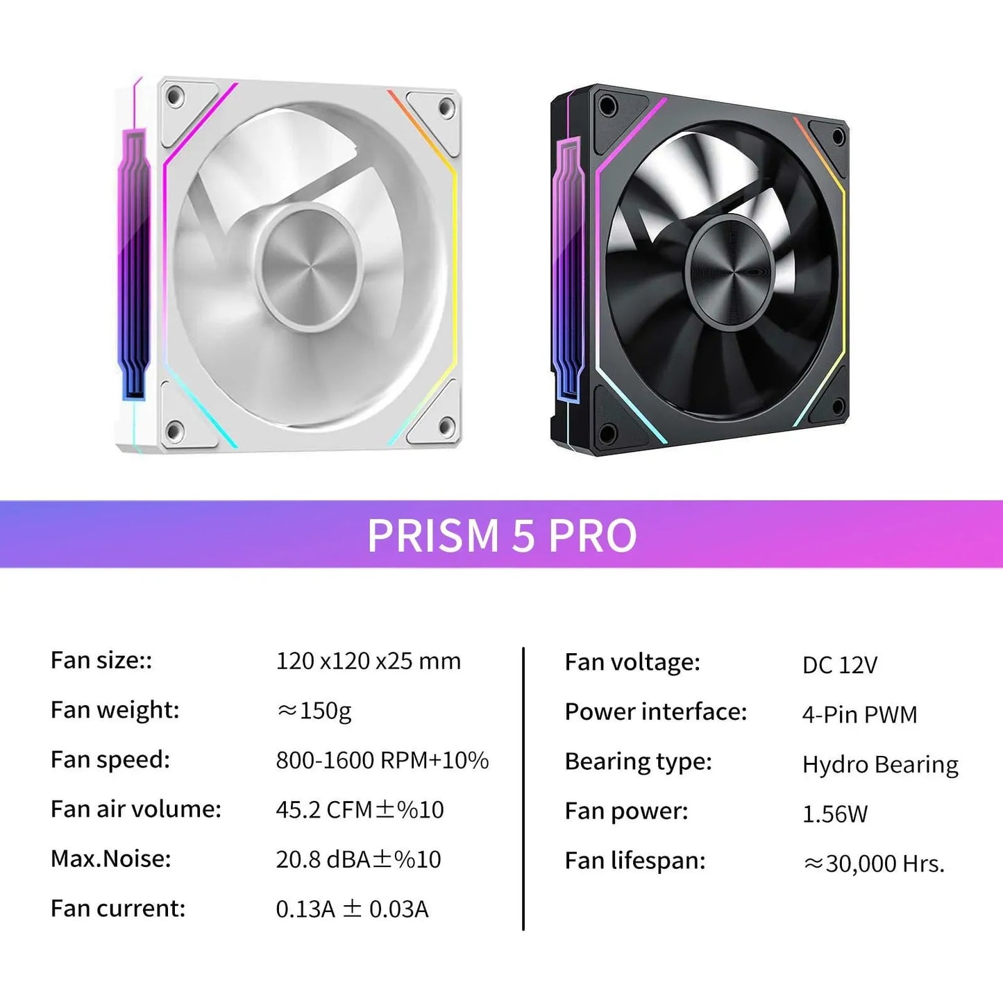 LDPCSJ Prism 5 Pro 120mm ARGB RGB Case Fans – 4PIN PWM 5V 3PIN PC Cooling Kit for CPU Water Cooler Gaming PC Ventilation System