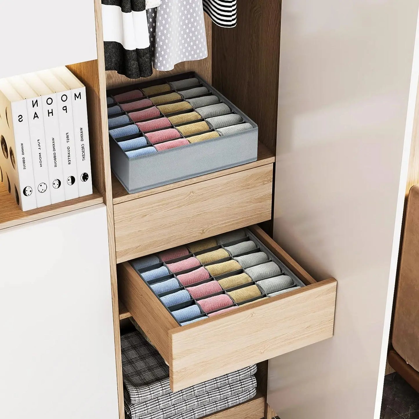 Underwear, Bra & Socks Storage Box – Clothes Organizer for Cabinet, Drawer, and Wardrobe