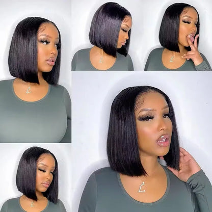 Raw Vietnamese Human Hair Lace Front Wig – 13x6 Bob, Straight Natural Black, 250% Density, 100% Human Hair