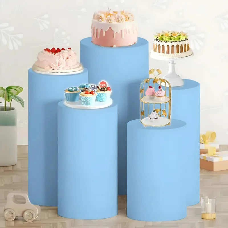 Cylinder Stand Covers - 5PCS/3PCS Elastic Fabric Decor Sleeves for Wedding, Party & Baby Shower Events