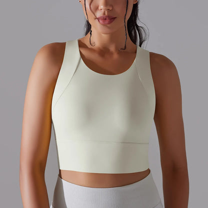 Women's Nylon Sports Bra – Elastic Yoga Crop Top, Stretch Gym Fitness Bra for Training & Activewear