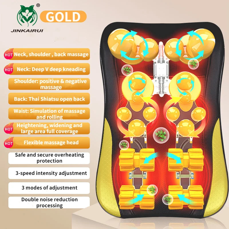 Multifunctional Electric Full Body Massage Cushion – Back, Waist, Neck & Shoulder Shiatsu Kneading Massager for Home Use
