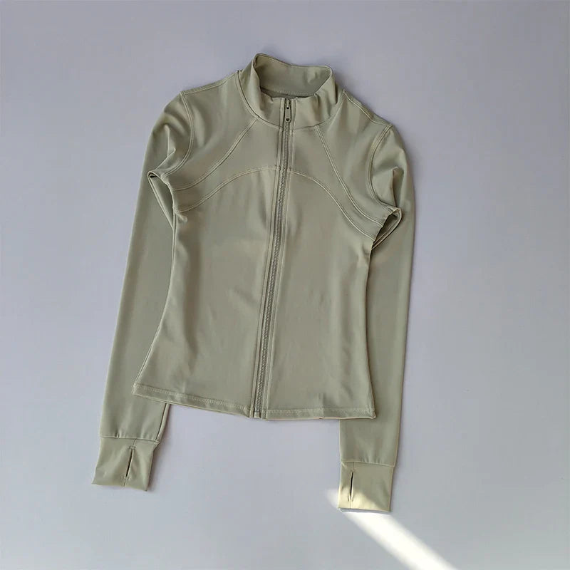 Women's High-End Yoga Suit - Standing Collar Long-Sleeved Sports Jacket - Windproof Running Training Fitness Top