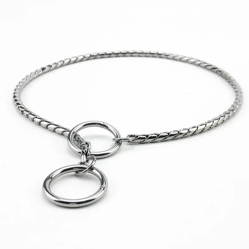 Gold, Black & Silver Dog Chain Collar – Heavy Link Copper-Plated Snake Choke Training & Show Slip Collar for Dogs