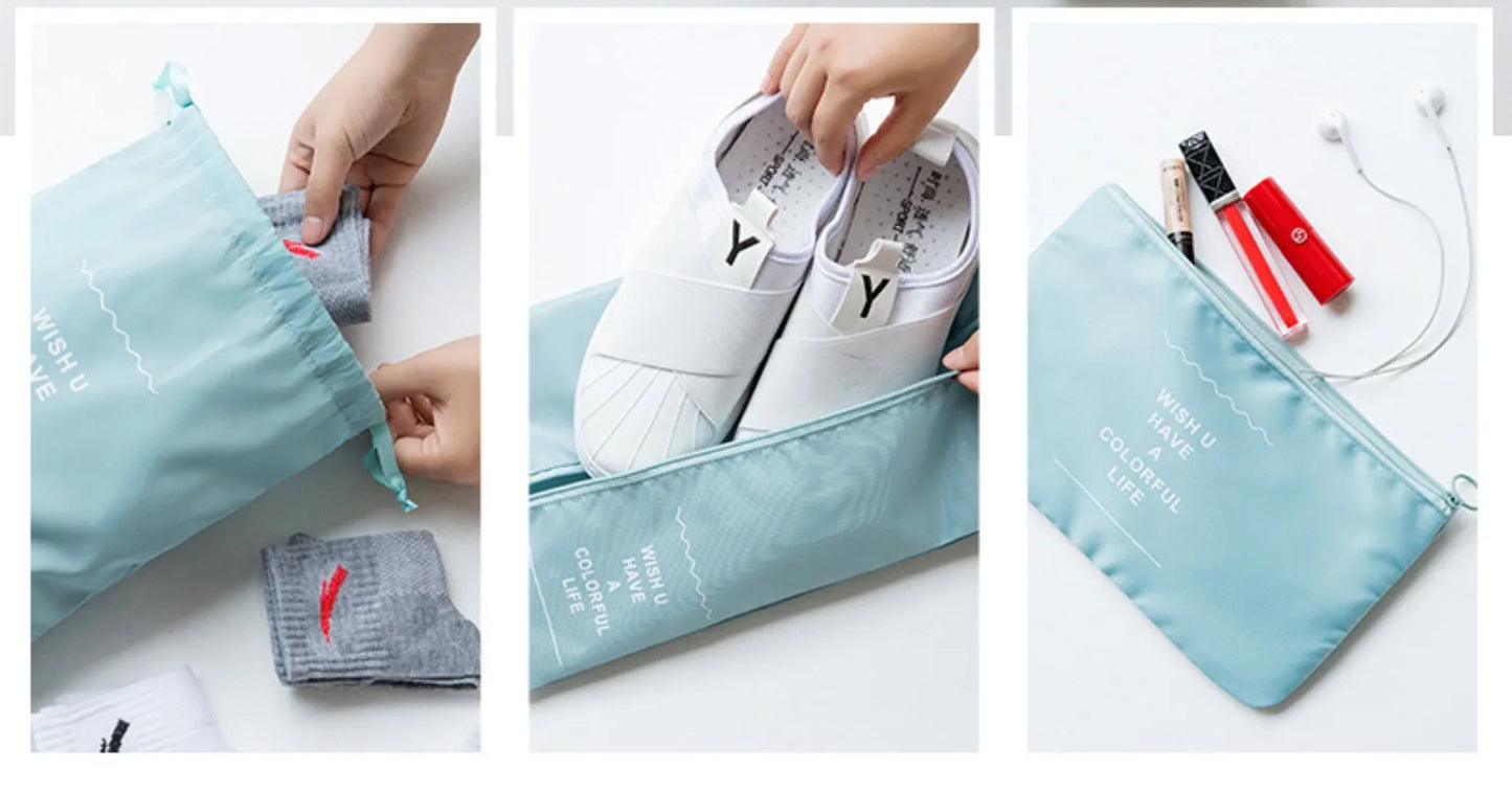 7 Piece Travel Bag Organizer Set - Luggage & Clothing, Shoes, Blanket Packing Cubes & Pouches