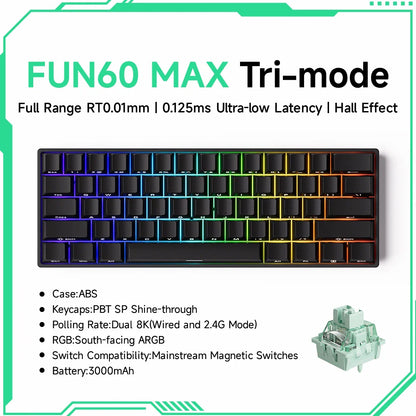 Akko MonsGeek FUN60 60% Mechanical Gaming Keyboard – Magnetic Switch, 8K Rapid Trigger, ARGB HE/TMR Custom Keyboard