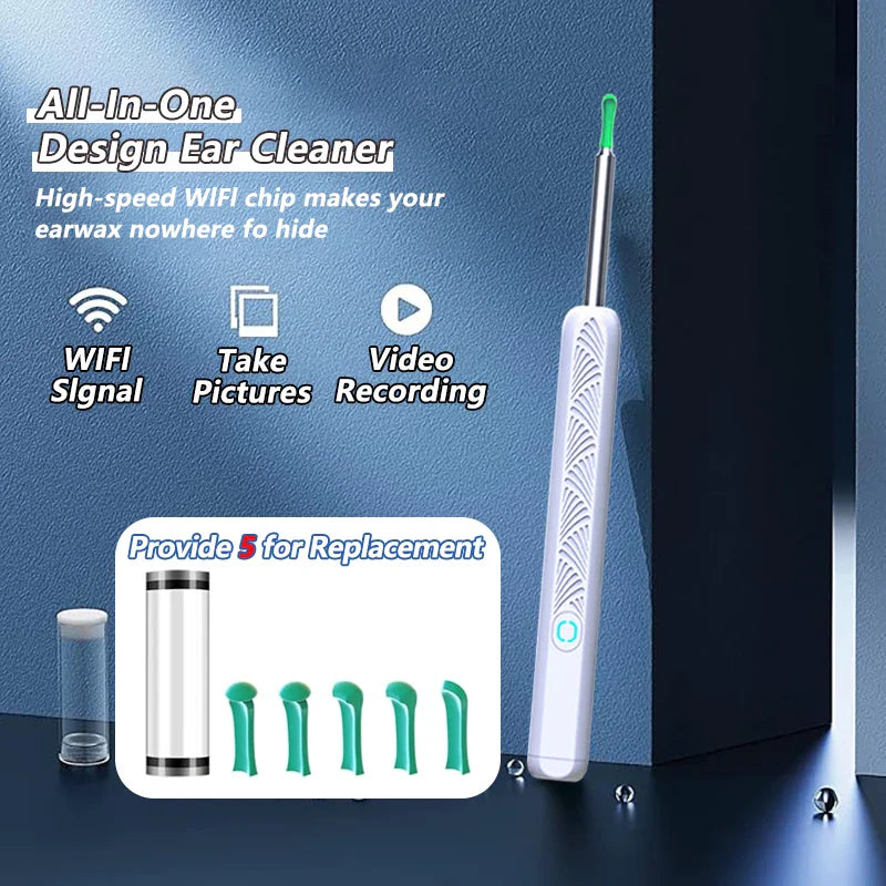 Wireless Ear Cleaner with Camera – USB-C Rechargeable Otoscope Earpick, Wax Removal Endoscope Tool with Mini Camera