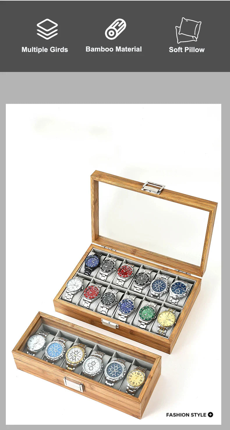 WellZone 2024 Bamboo Watch Box — Eco-Friendly Chinese Style Fashionable Watch Storage Case