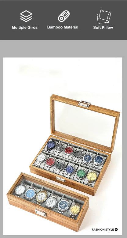 WellZone 2024 Bamboo Watch Box — Eco-Friendly Chinese Style Fashionable Watch Storage Case
