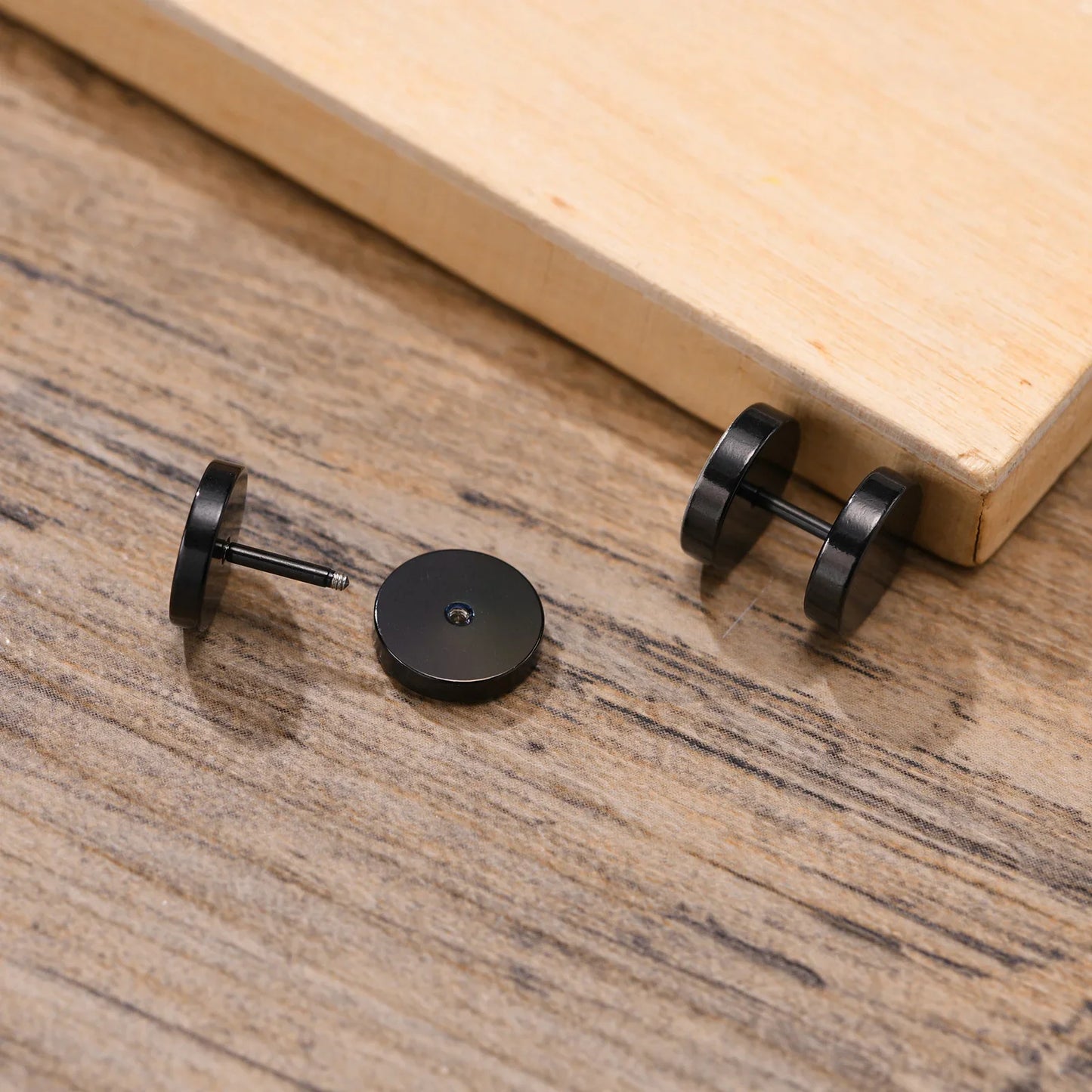 Vnox Men's Viking Black Stud Earrings - Vegvisir & Norse Valknut, Cool Punk Stainless Steel Set