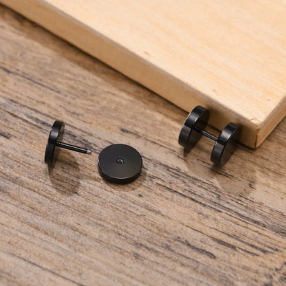 Vnox Men's Viking Black Stud Earrings - Vegvisir & Norse Valknut, Cool Punk Stainless Steel Set