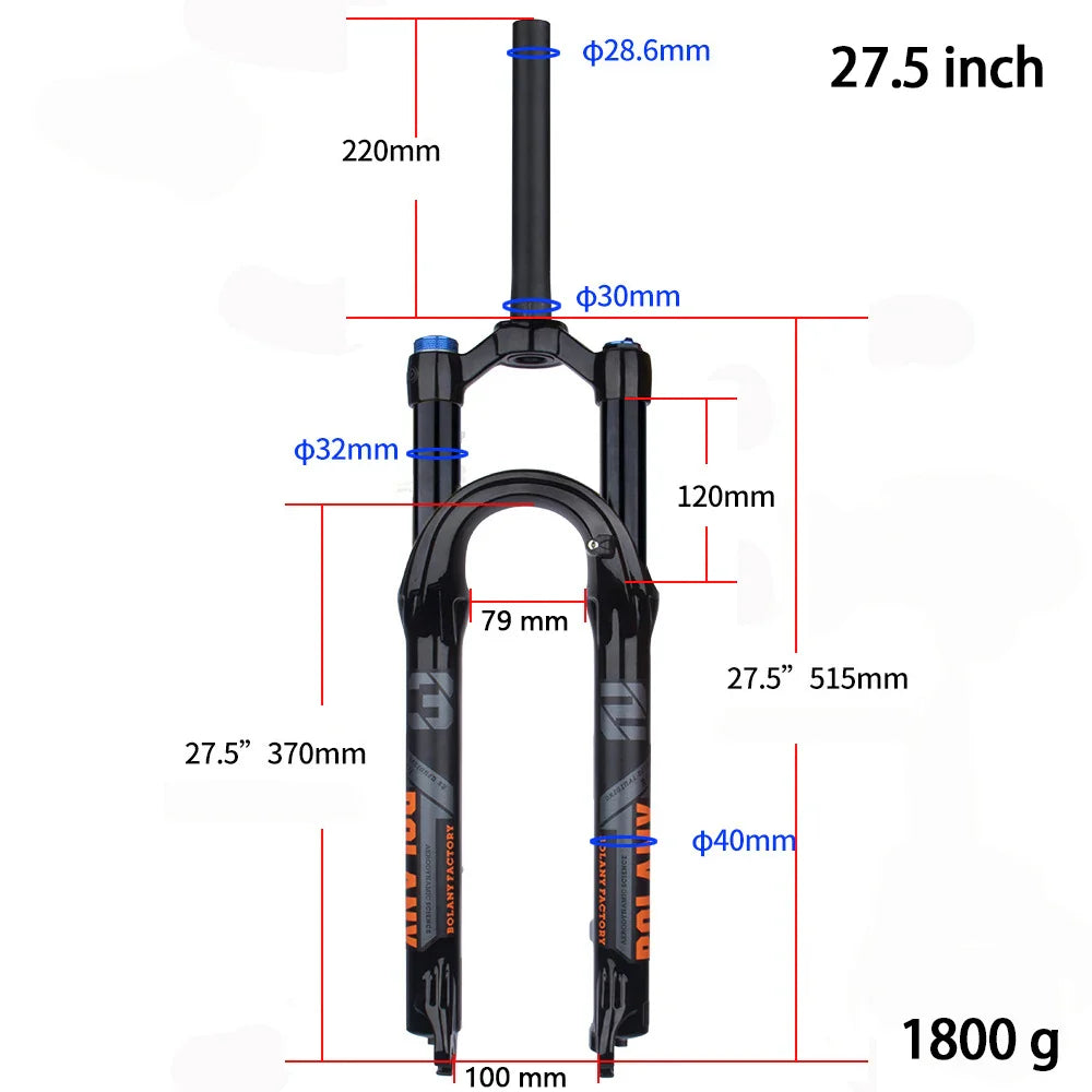 BOLANY Mountain Bike Fork – 29 Inch MTB Air Suspension, Shock Absorbing Fork for Downhill & MTB Bikes