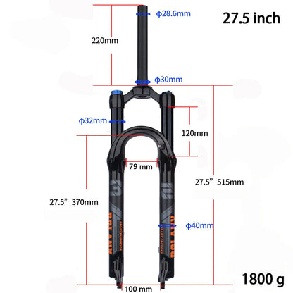 BOLANY Mountain Bike Fork – 29 Inch MTB Air Suspension, Shock Absorbing Fork for Downhill & MTB Bikes