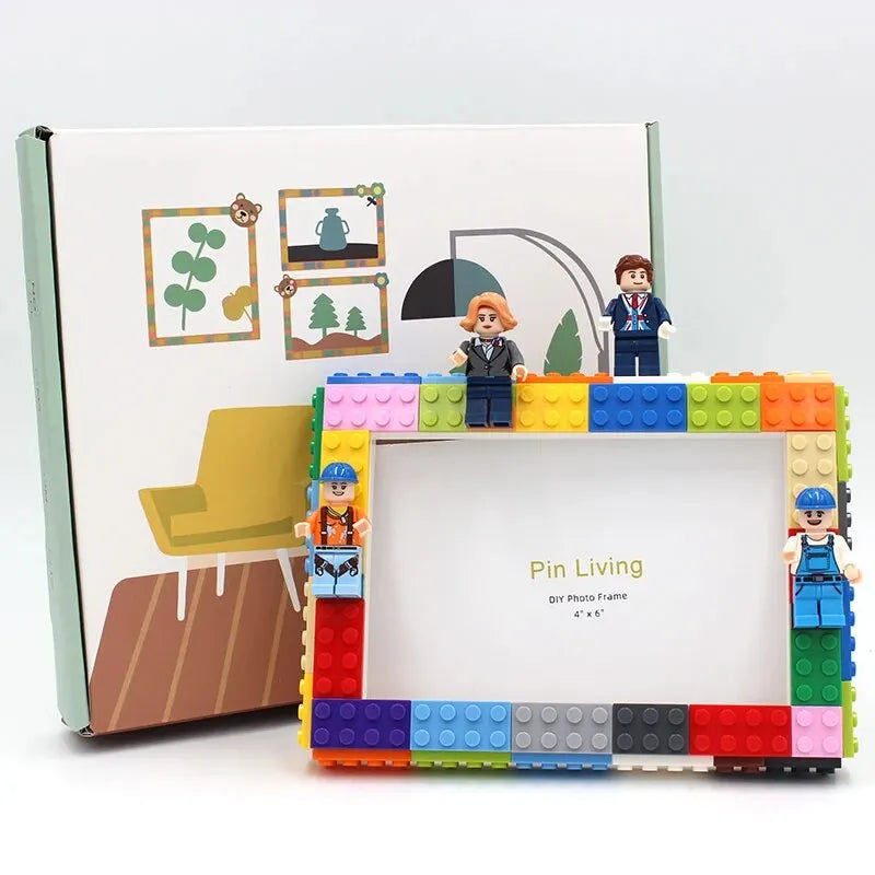 DIY Colorful Building Block Photo Frame - Creative Home Decor & Educational Family Activity Gift