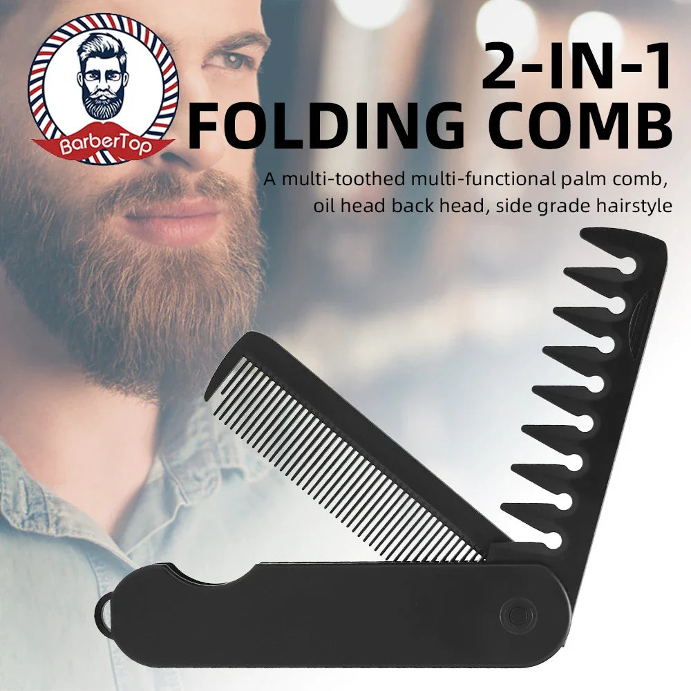Multifunctional Folding Pocket Comb – Portable Wide Tooth Comb for Men’s Hair, Beard & Oil Head Styling