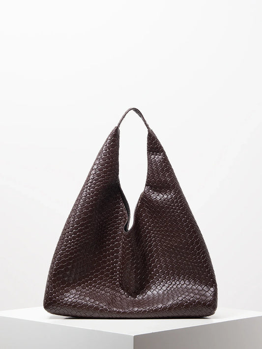 Women's Retro Artificial Leather Woven Shoulder Bag – Large Capacity Tote, Casual Armpit Bag, Daily Work & Shopping Bag (Random Pattern)