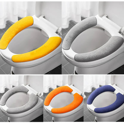 2-Pack Reusable Flannel Toilet Seat Cover Pads – Washable Warm Bathroom Seat Cushion Set