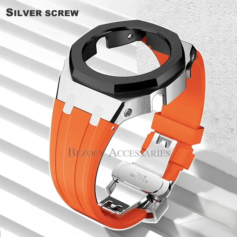 GEN4 Casioak GA2100 Mod Kit – Stainless Steel Case, Bezel, and Rubber Strap Replacement for G-SHOCK GA2100/GA2110