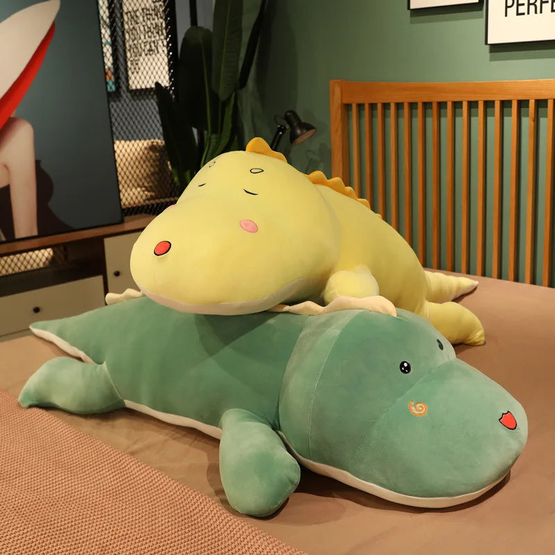 80CM Big Long Dinosaur Plush Toy – Soft Cartoon Crocodile Stuffed Doll Pillow for Kids, Birthday Gift for Boys & Girls
