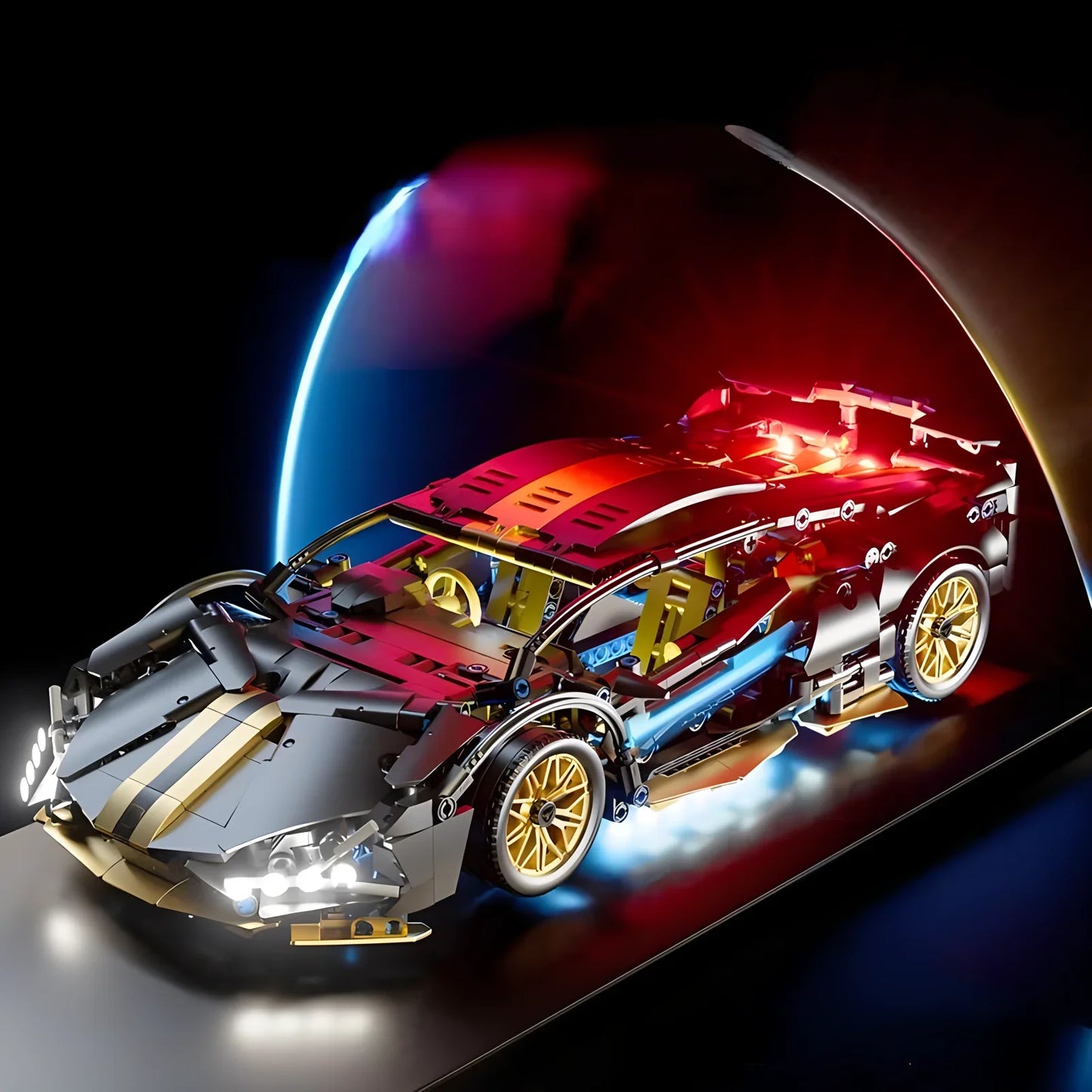1:14 Technical Racing Sport Car Model Building Blocks, DIY Supercar Brick Puzzle, 1280+ Pieces, Gift for Kids and Adults