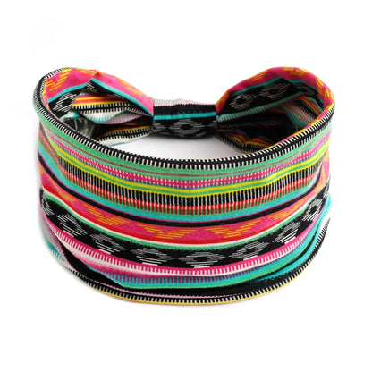 Bohemian Wide Cotton Stretch Headband for Women – Turban Headwrap, Bandage Hairband, Bandana Hair Accessories