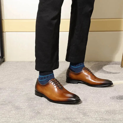 Designer Genuine Leather Men’s Wholecut Oxford Shoes – Luxury Black & Brown Dress Shoes for Business & Formal Wear