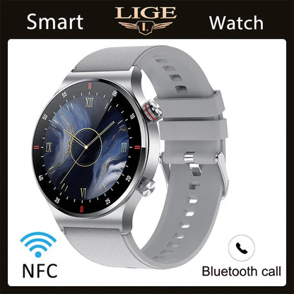 LIGE 2023 ECG+PPG Smartwatch for Men – AMOLED Touchscreen, Bluetooth Call, NFC, Waterproof Sports Watch for Android & iOS