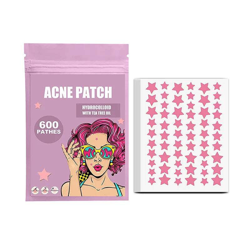 300/600/1200pcs Star Pimple Patches – Colorful Invisible Acne Spot Stickers for Skin Care and Face Concealer