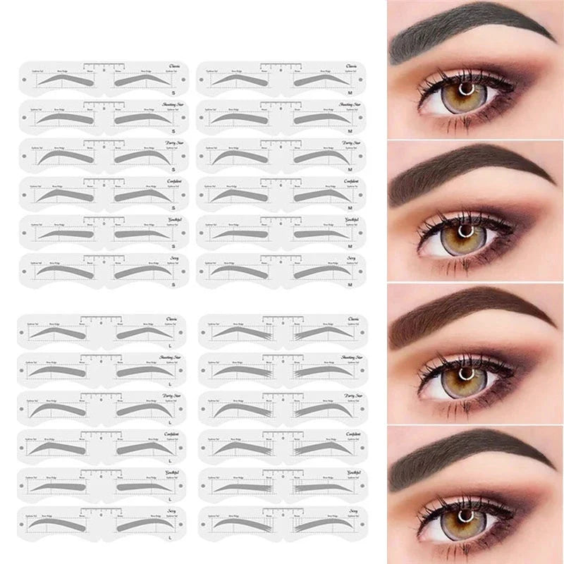 Reusable Eyebrow Stencil Set – Soft Ruler Brow Definer & Styling Template for Precise Grooming