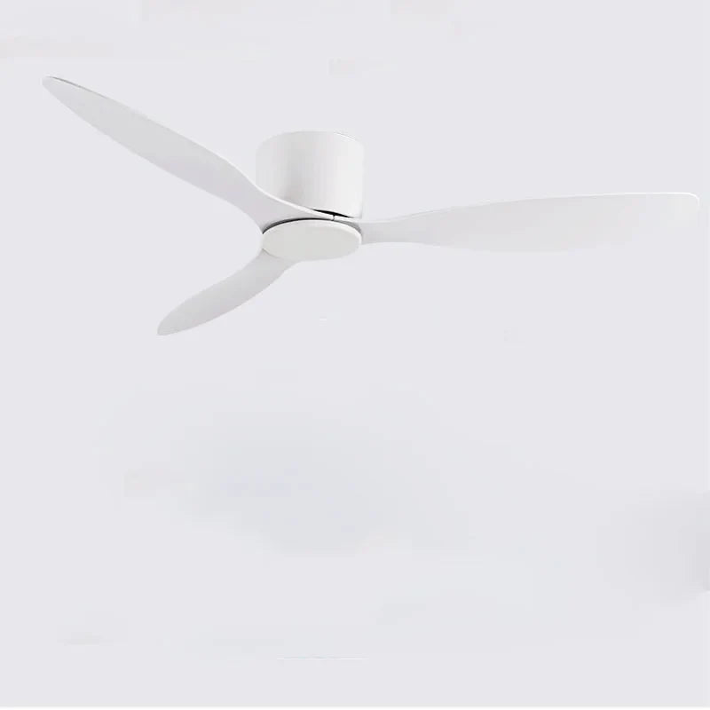 42-52 Inch Ceiling Fans with DC Motor — Remote Control Low Floor Cooling Fans, No Light, White Wood & Black Options