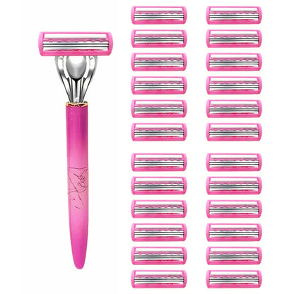 Women’s Safety Razor Blade Set – 4/12PCS 3-Layer Stainless Steel Replacement Heads for Bikini & Hair Removal