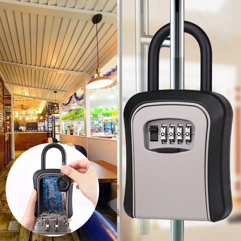 4 Digit Code Key Box – Waterproof Outdoor Password-Protected Storage with Steel Wire Hook for Key Hanging and Security