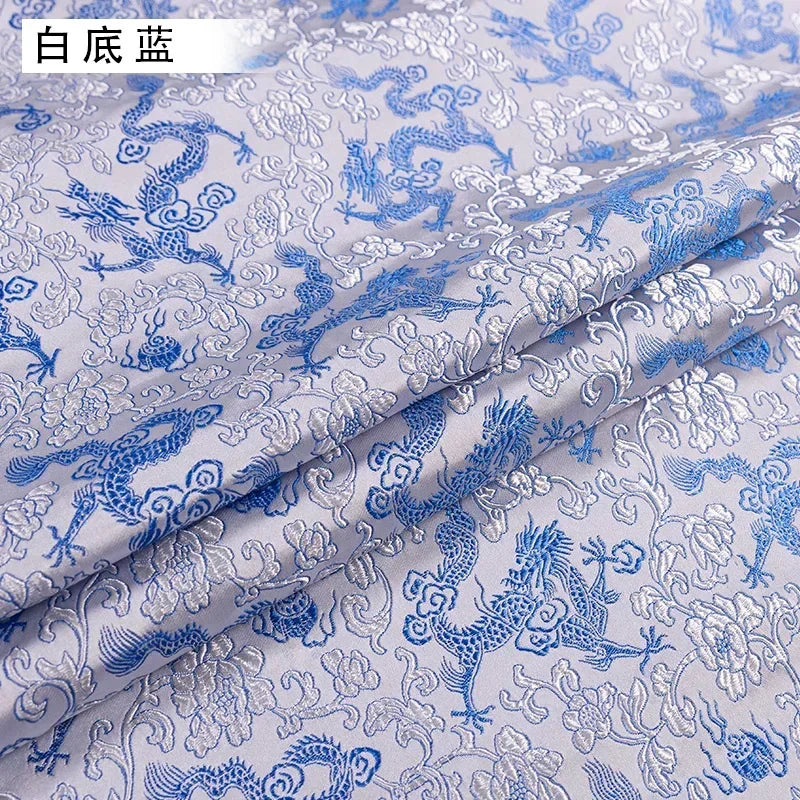 0.5/1/2m Brocade Satin Fabric — Dragon Pattern Material for Sewing, DIY Crafts, Gift Boxes & Patchwork