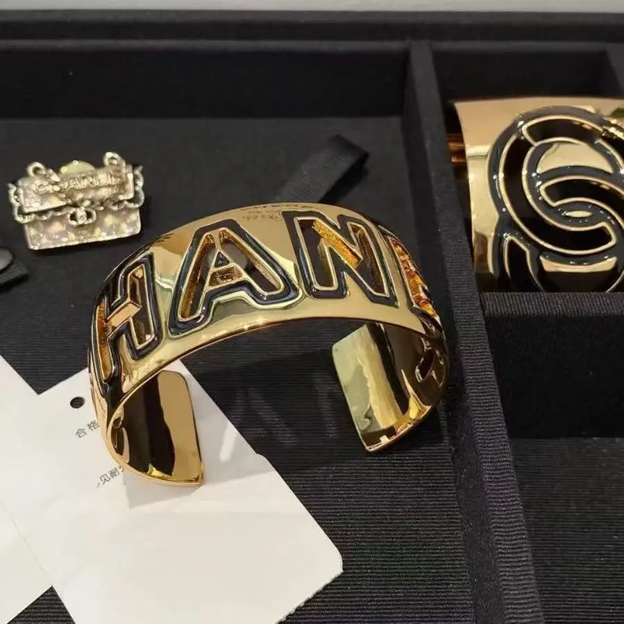 Gold Enamel Hollow Narrow Bracelet & Colorful Earrings Set — Classic Fashion, Lightweight Alloy Jewelry with Luxury Look