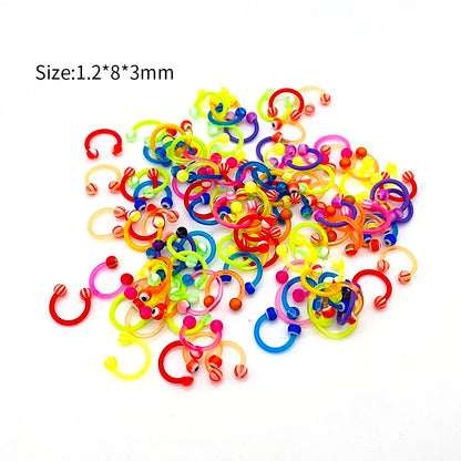 10/60PCS Clear Acrylic Body Jewelry – Transparent Lip, Ear, Nose, Tongue, Eyebrow & Belly Rings