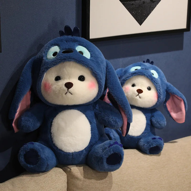 30cm Cute Bear-to-Disney Stitch Plush Toy – Soft Stuffed Cartoon Animal Doll, Perfect Birthday & Christmas Gift