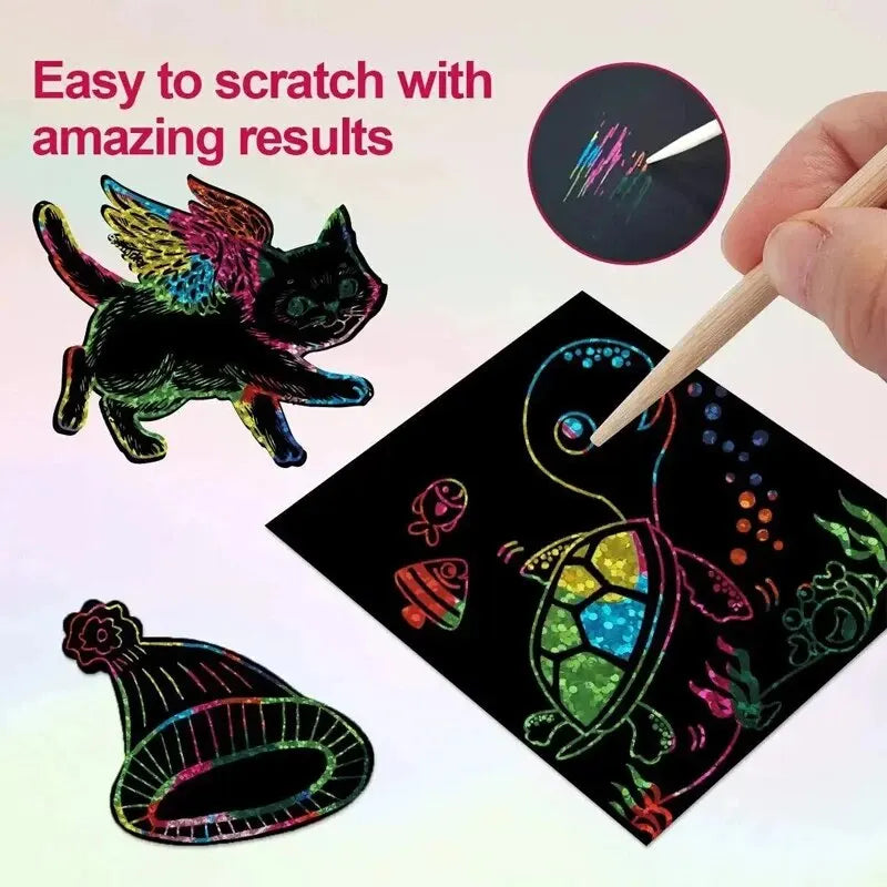 Dazzling Scratch Painting Kit – Parent-Child Interactive Handmade Art & Note Cards
