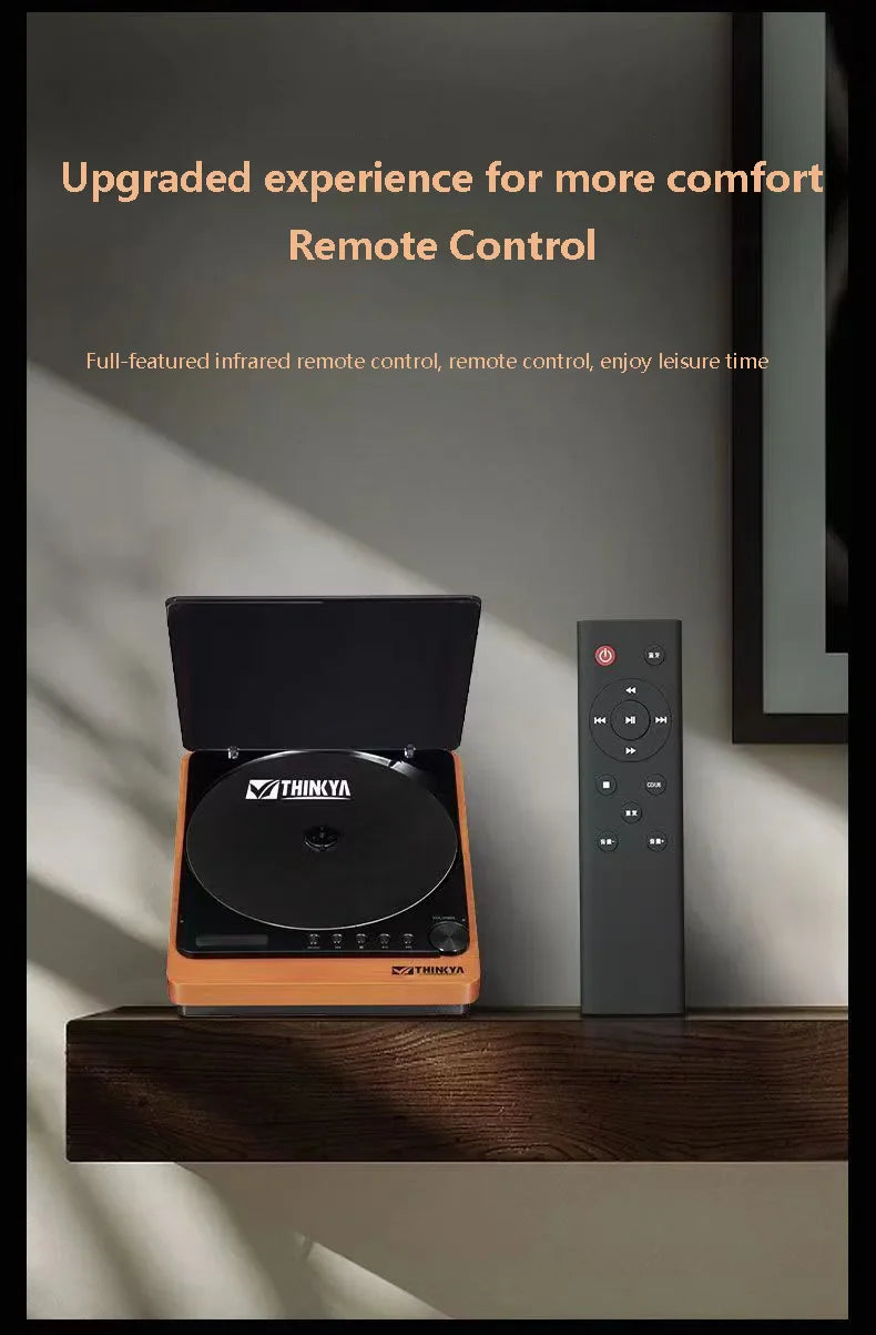 Wooden HIFI CD Player – Bluetooth 5.1, Digital Optical Output, USB Lossless Playback, Infrared Remote Control