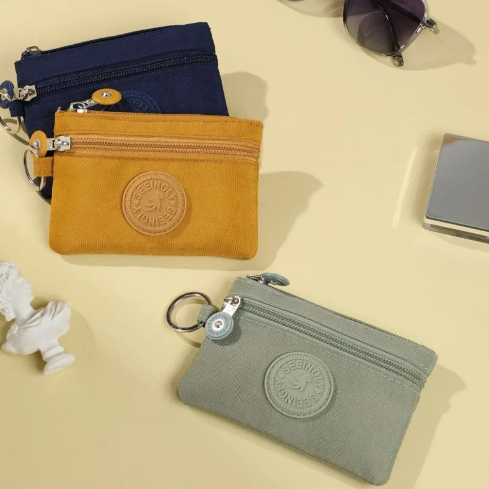 Small Solid Canvas Coin Bag for Kids - Money Purse, ID and Credit Card Holder, Key and Earphone Storage