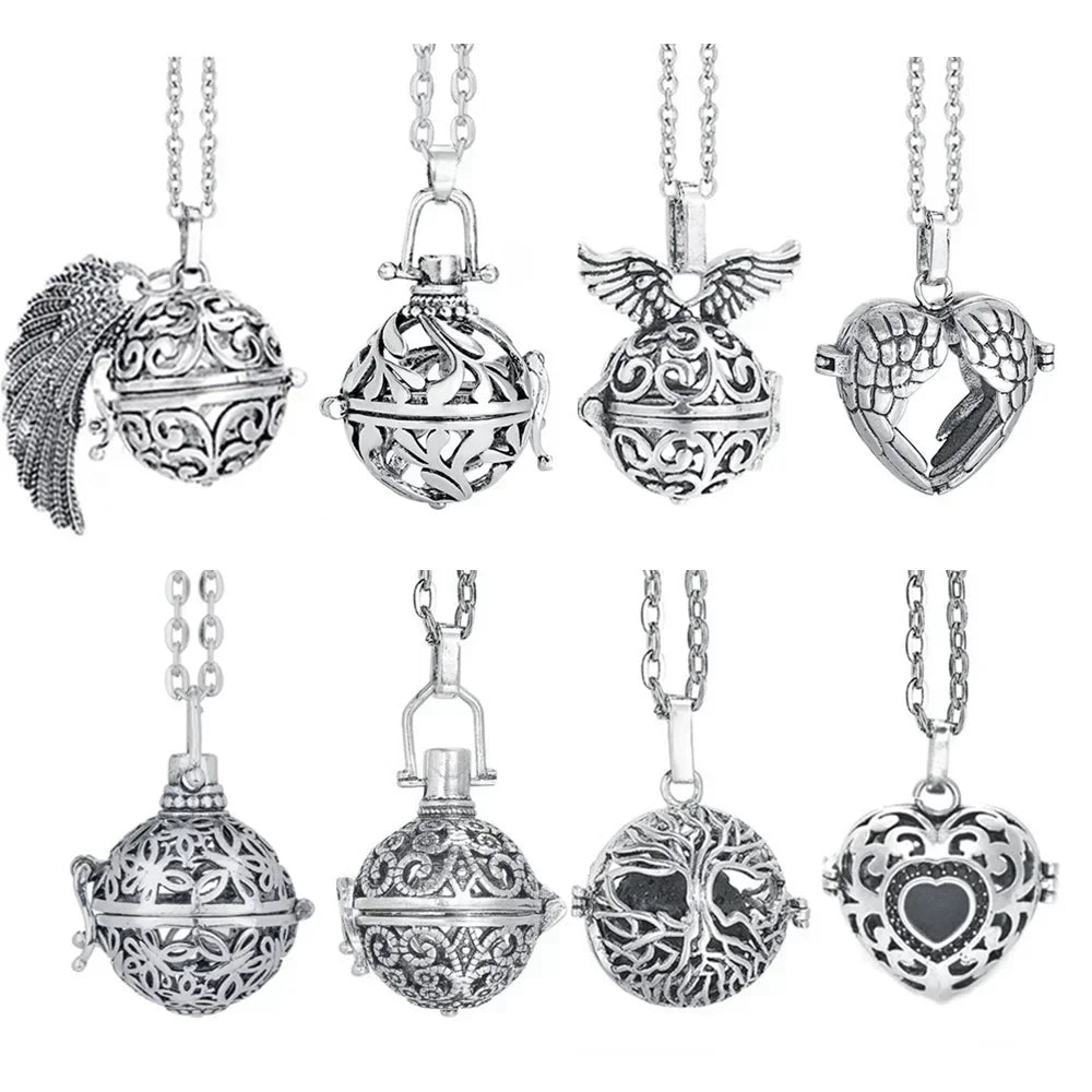 Vintage Mexico Angel Ball Chime Necklace – Antique Locket Aromatherapy Essential Oil Diffuser