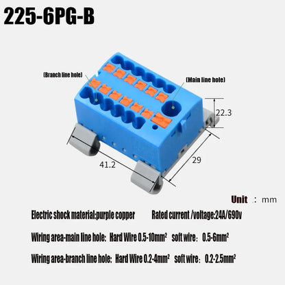 Push-In Modular Wire Connector Terminal Block – Compact 1-In Multiple-Out Splicing Lighting Connector, 225 Series (1Pc)
