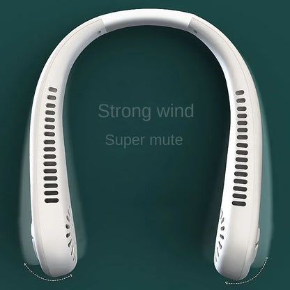 Stay Cool Anywhere with 1PC New Mini Neck Portable Bladeless Hanging Neck Fan - Long Battery Life, Rechargeable, 3-Speed Air Cooler for Summer Sports