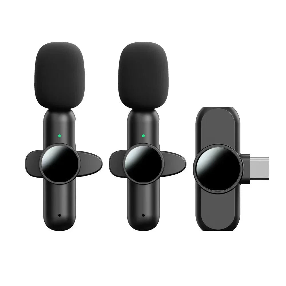 Basix Mini Wireless Lavalier Microphone - Noise Cancelling Portable Mic for iPhone Android Camera Live Interviews