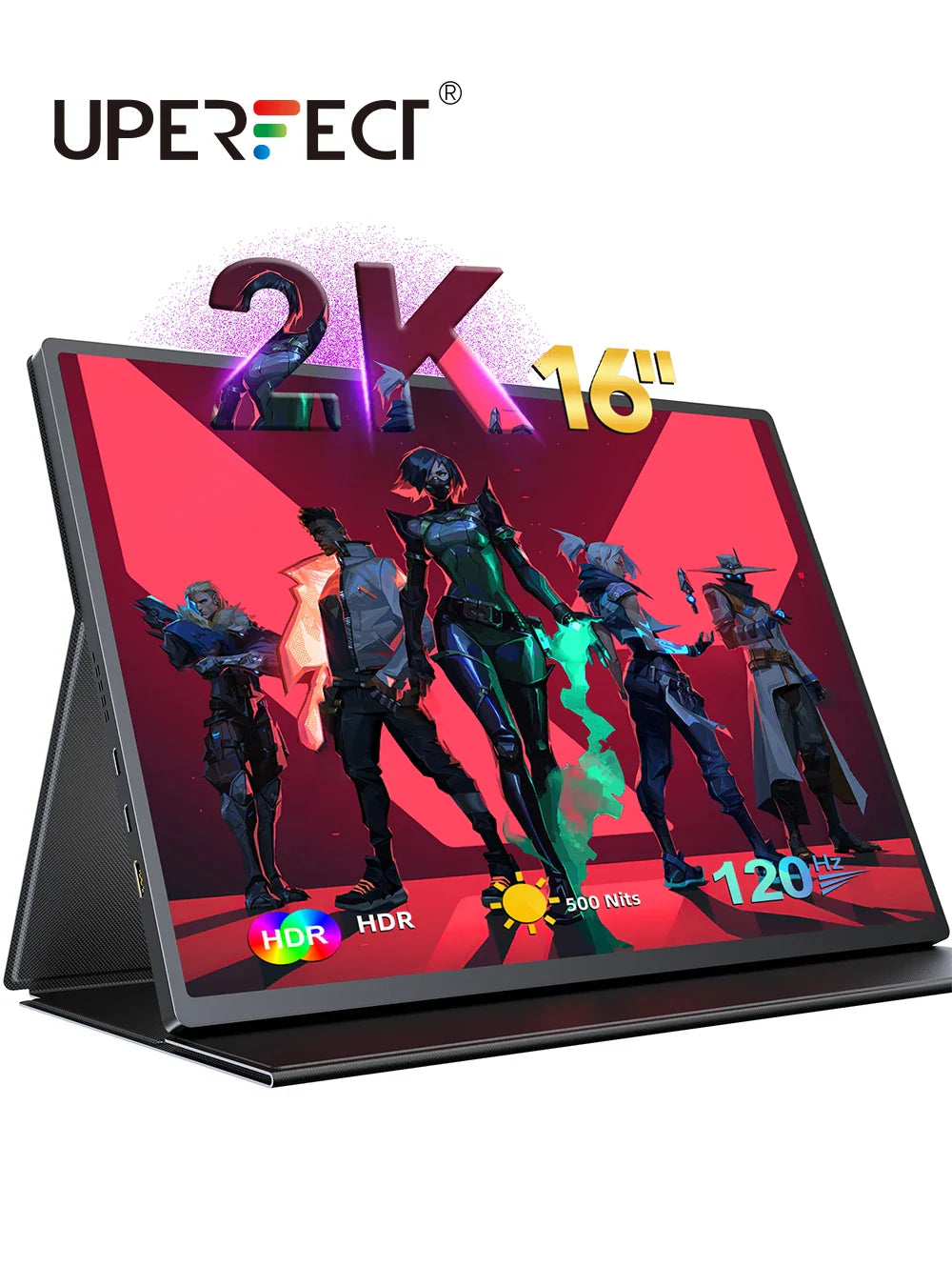 UPERFECT 16-Inch 2K Portable Monitor — 2560x1600, 16:10, 120Hz Gaming Display with 100% sRGB & 500Cd/m² for Xbox, PS5, Switch, Laptop & Mac