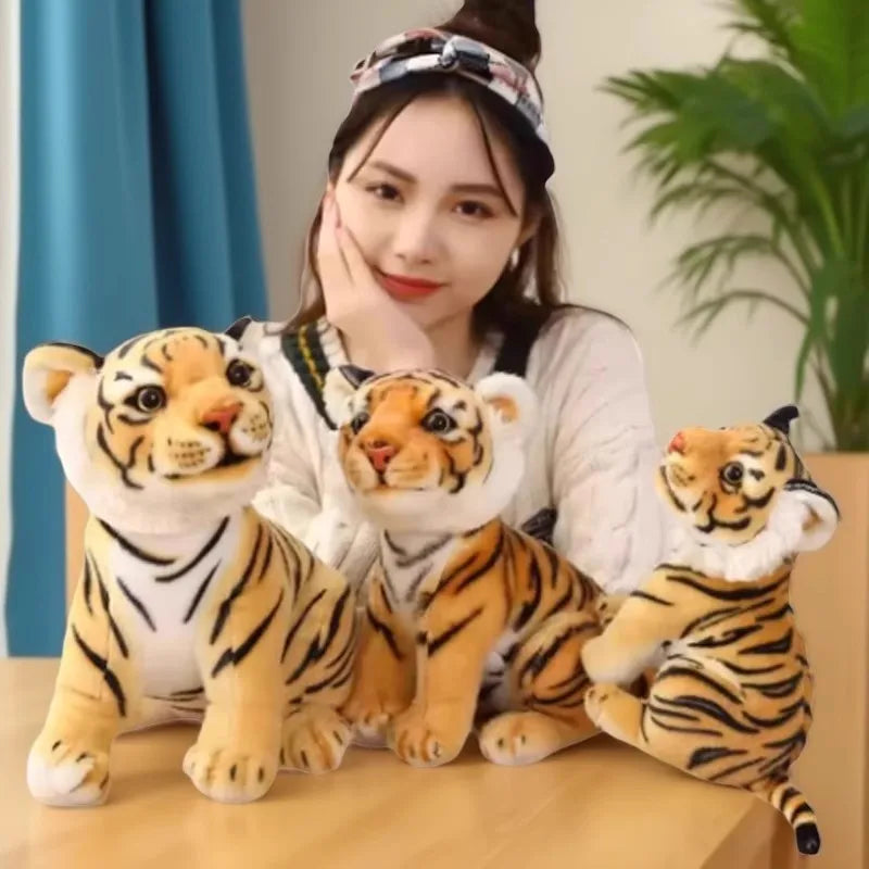 20-25cm Giant Realistic Tiger & Collie Dog Plush – Cute Forest Animal Pillow Toy Gift for Girls