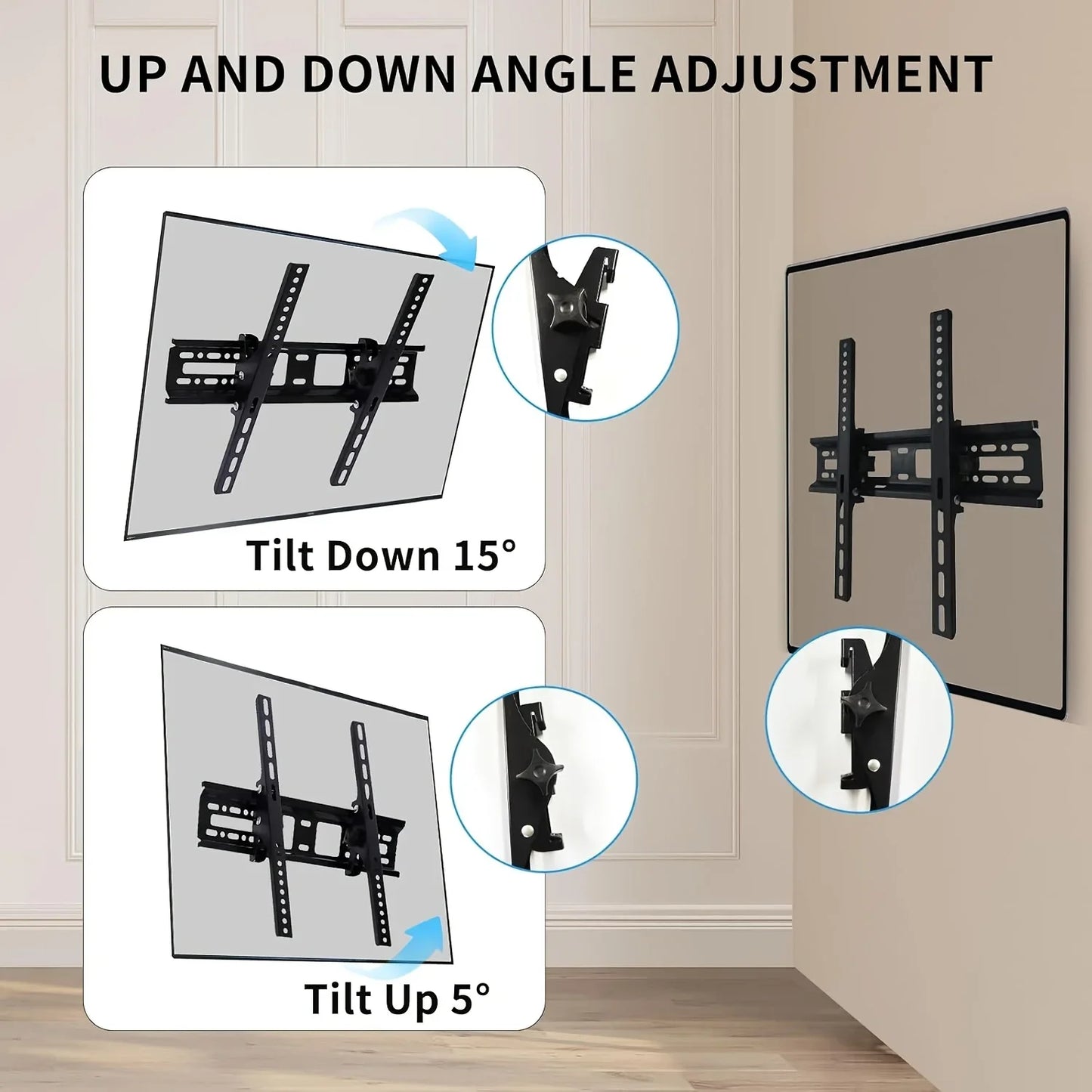 BEISHI Universal LED/LCD TV Wall Mount Bracket for 32–55 Inch – Tilt Adjustable Stand, Max 30kg Load, VESA 400x400mm Compatible