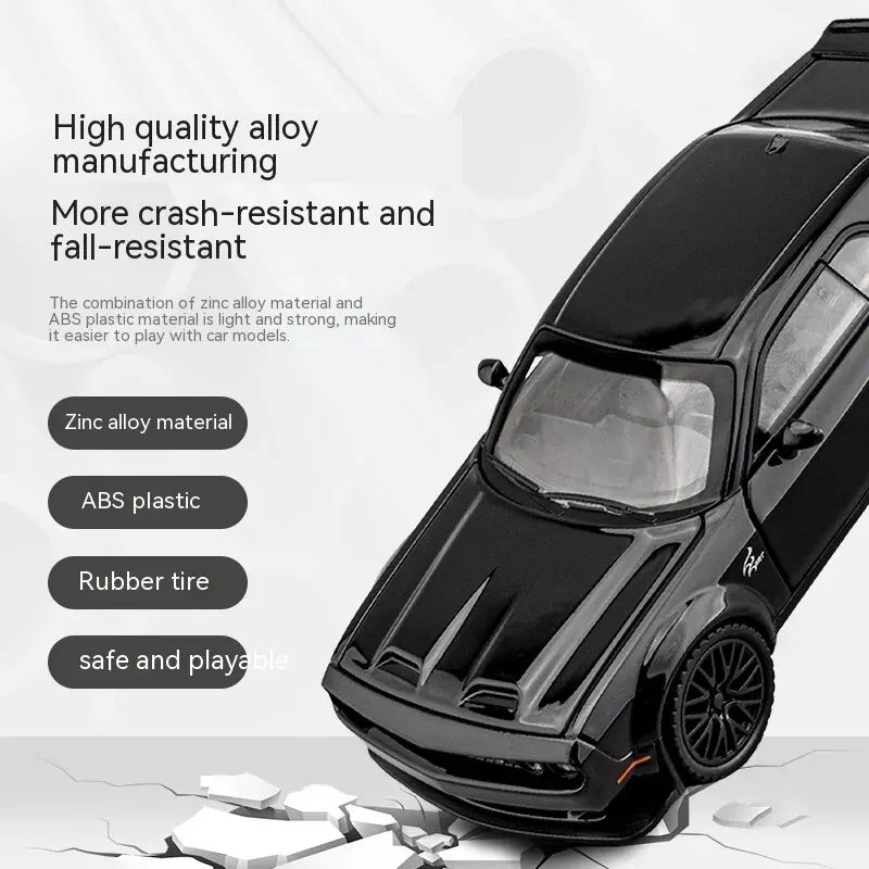 Dodge Challenger Hellcat 1:32 Scale Die-Cast Toy Car – Pull Back Model with Sound and Light Features