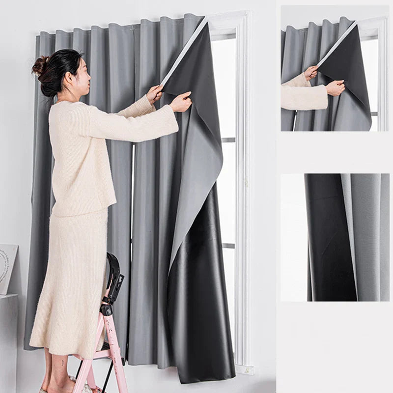 100% Blackout Self-Adhesive Curtain – Punch-Free Sunshade for Bedroom, Window, Door, and Balcony with Privacy and Insulation